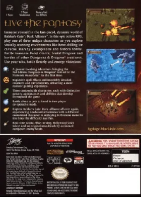 Baldur's Gate - Dark Alliance box cover back